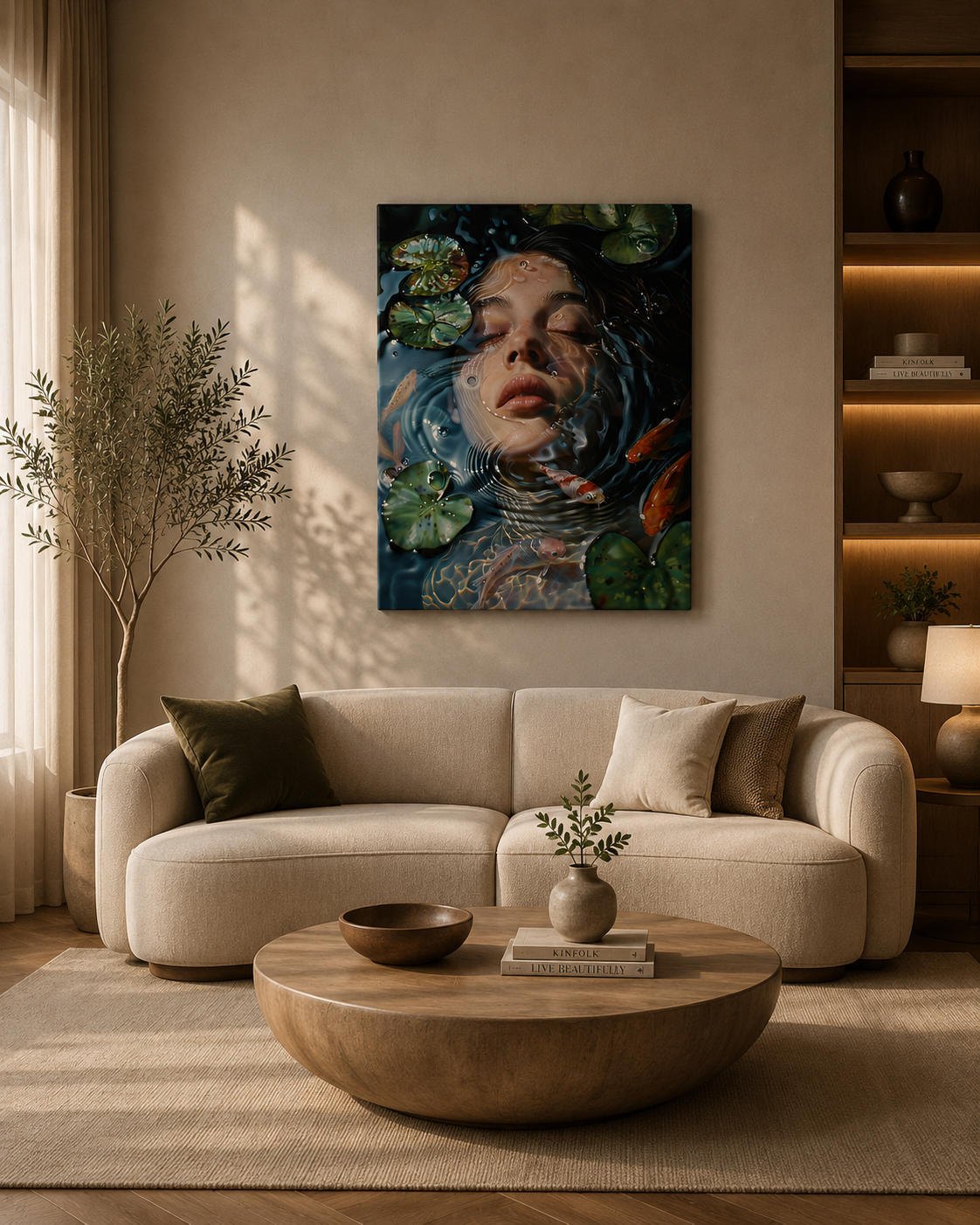 Ethereal Serenity – Dreamlike Koi Pond Canvas Wall Art