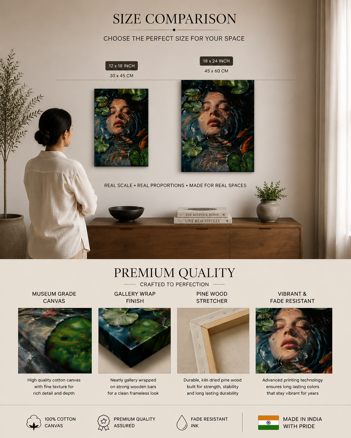 Ethereal Serenity – Dreamlike Koi Pond Canvas Wall Art