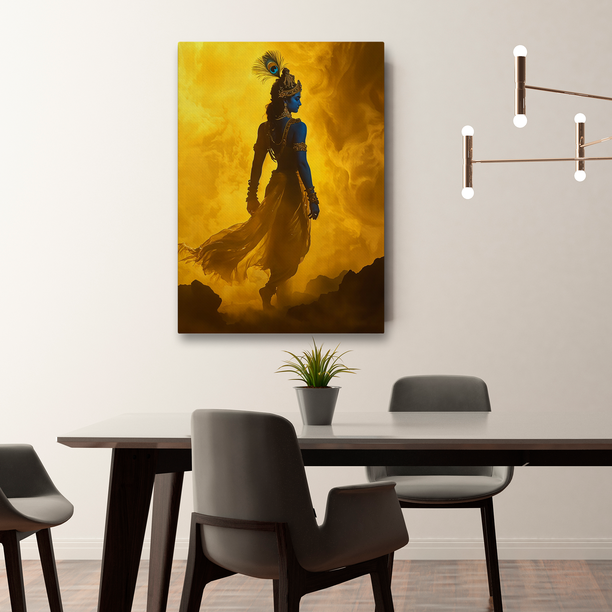 Krishna Divine Aura Canvas Wall Art | Premium Spiritual Canvas Print for Living Room & Home Decor