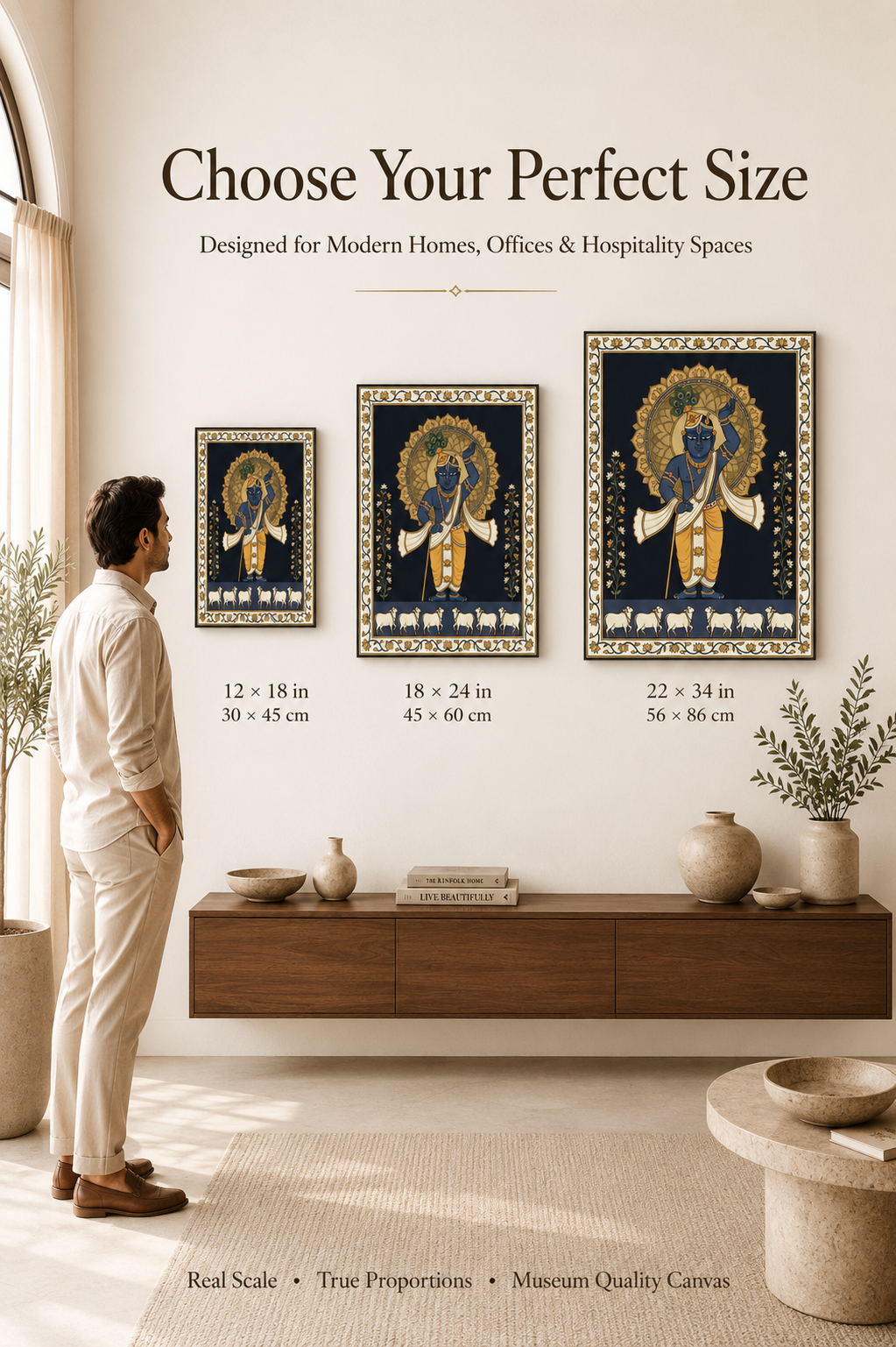 Shreenathji Pichwai Canvas Wall Art | Luxury Indian Wall Décor | Ready to Hang