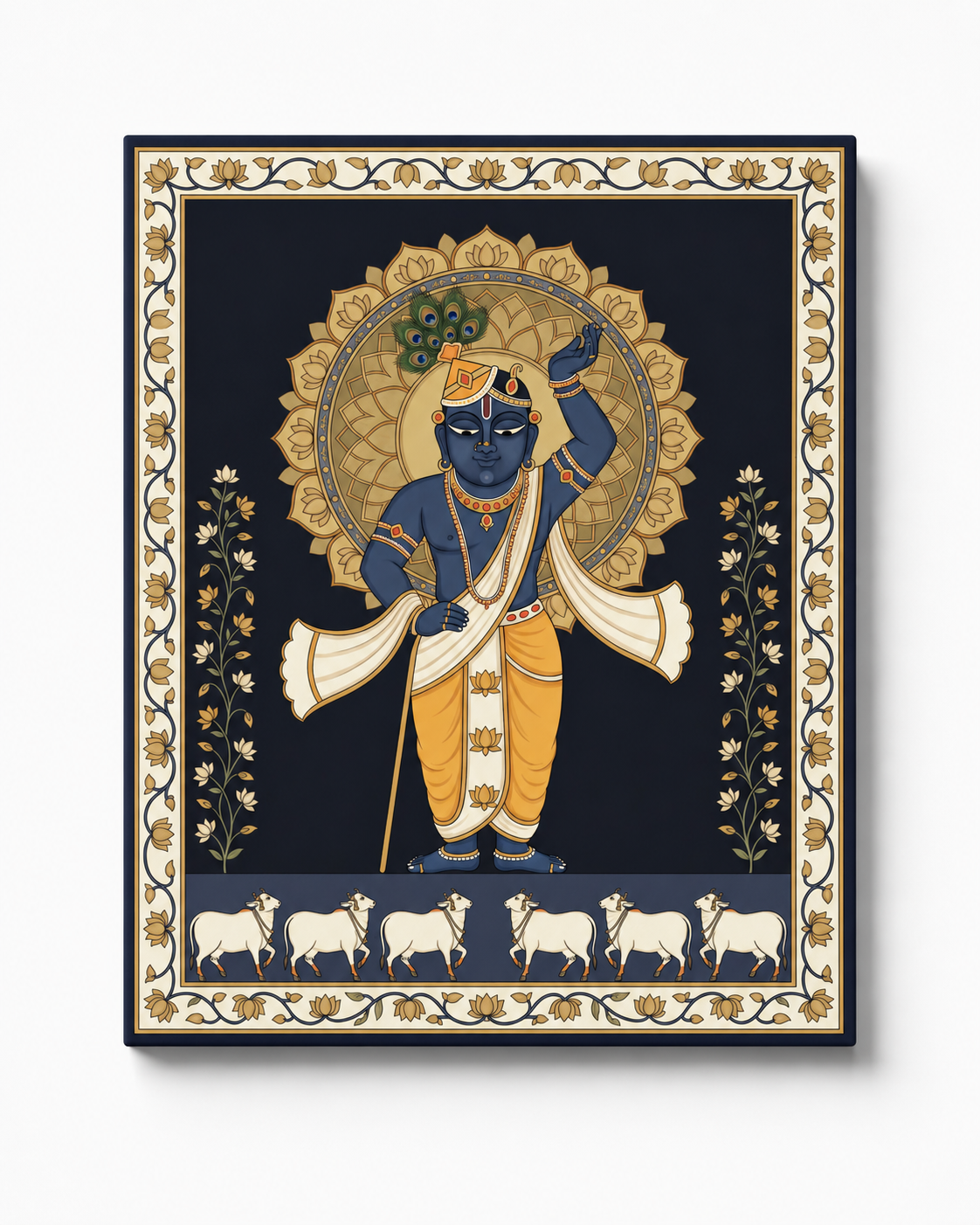 Shreenathji Pichwai Canvas Wall Art | Luxury Indian Wall Décor | Ready to Hang