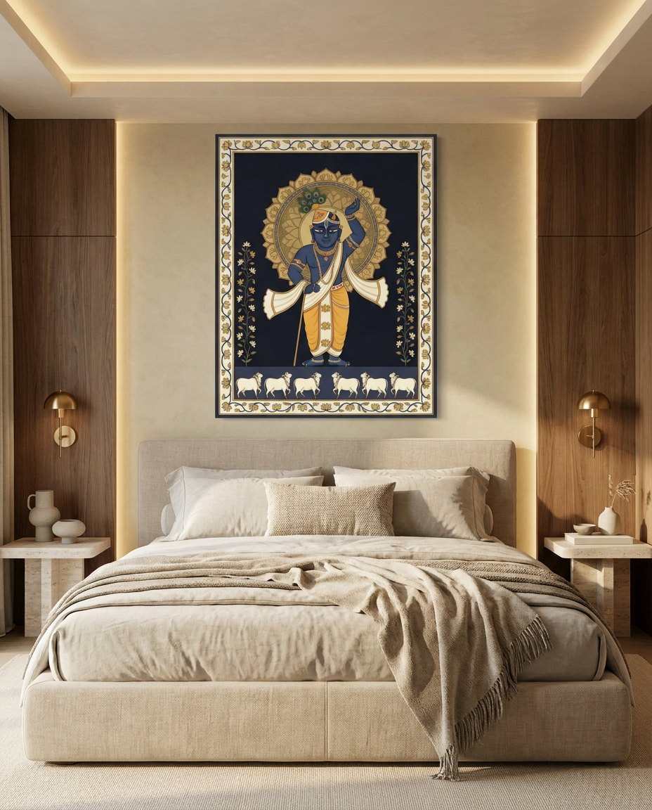 Shreenathji Pichwai Canvas Wall Art | Luxury Indian Wall Décor | Ready to Hang