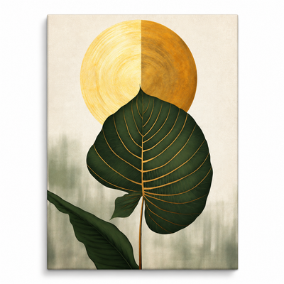Golden Leaf Botanical Canvas Wall Art | Premium Minimalist Nature Print