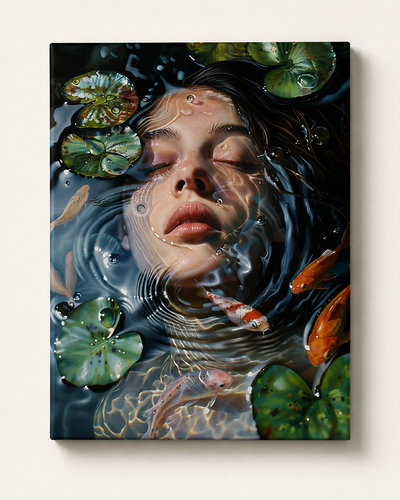 Ethereal Serenity – Dreamlike Koi Pond Canvas Wall Art
