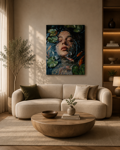 Ethereal Serenity – Dreamlike Koi Pond Canvas Wall Art