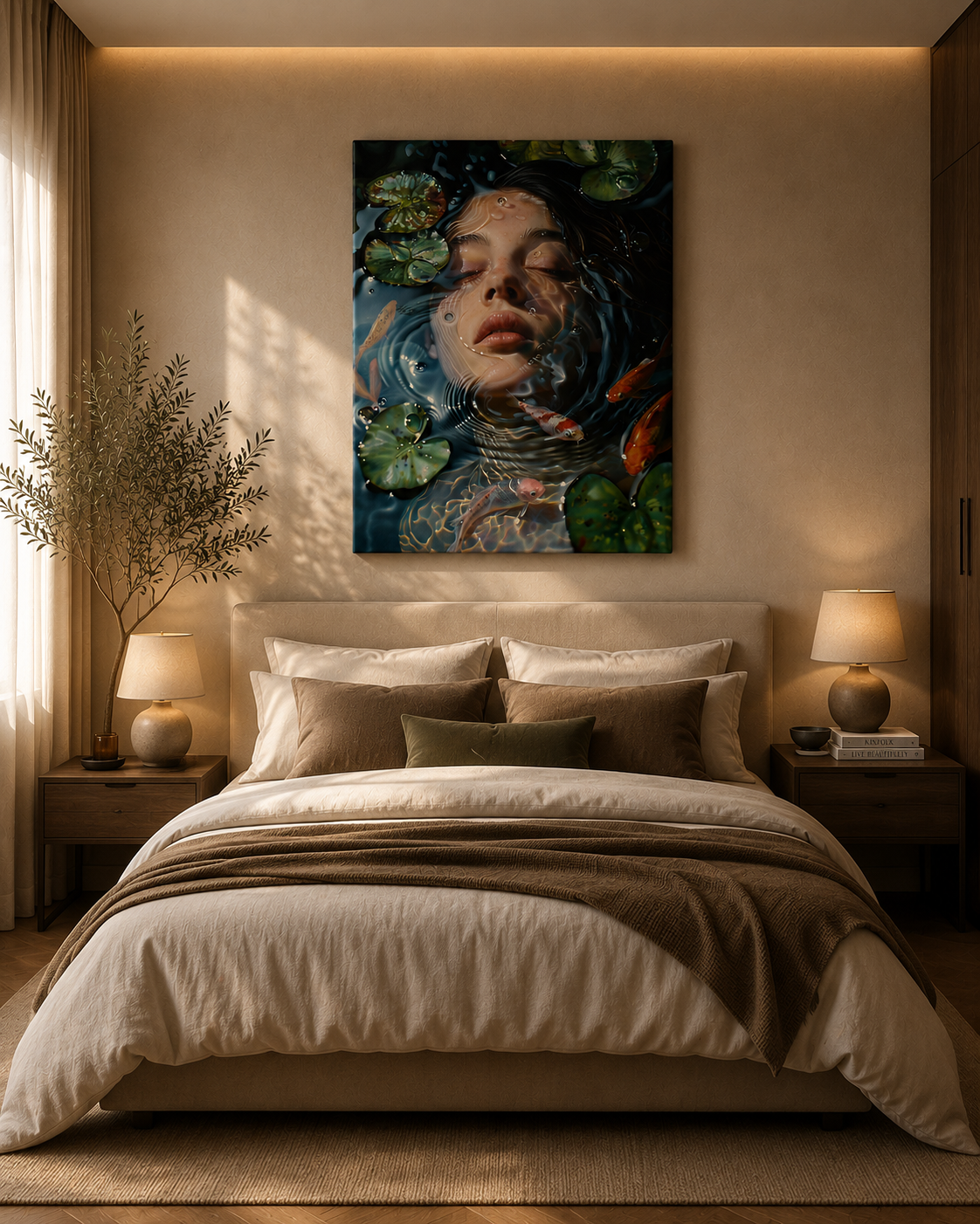 Ethereal Serenity – Dreamlike Koi Pond Canvas Wall Art