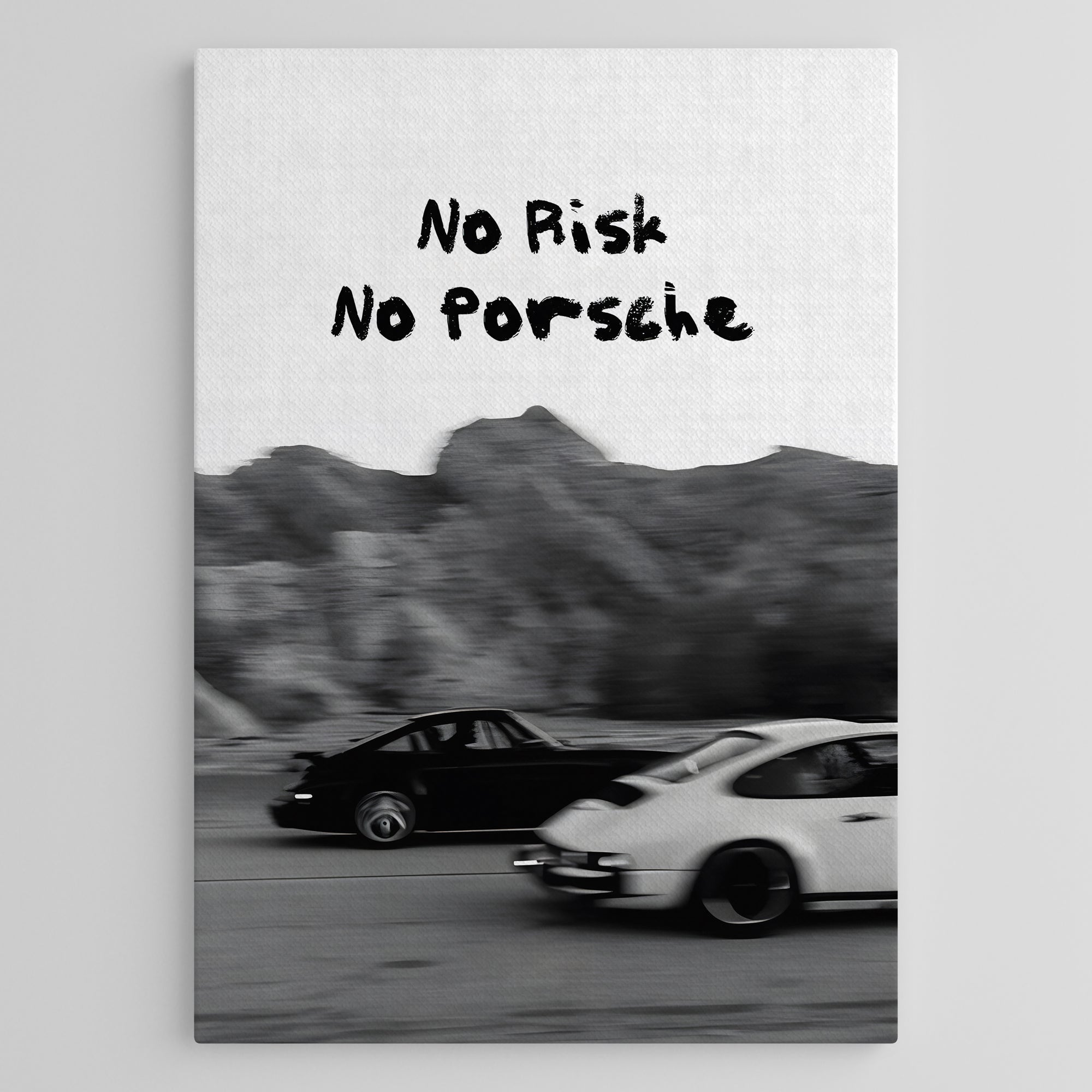 No Risk No Porsche Canvas Wall Art | Motivational Car Poster for Office & Home Decor
