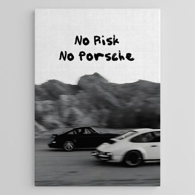 No Risk No Porsche Canvas Wall Art | Motivational Car Poster for Office & Home Decor