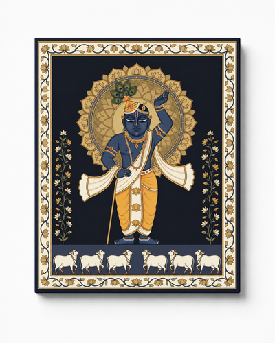 Shreenathji Pichwai Canvas Wall Art | Luxury Indian Wall Décor | Ready to Hang
