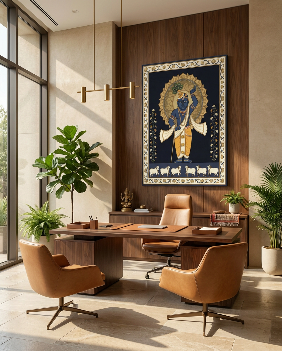Shreenathji Pichwai Canvas Wall Art | Luxury Indian Wall Décor | Ready to Hang
