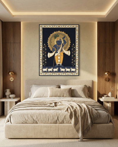 Shreenathji Pichwai Canvas Wall Art | Luxury Indian Wall Décor | Ready to Hang